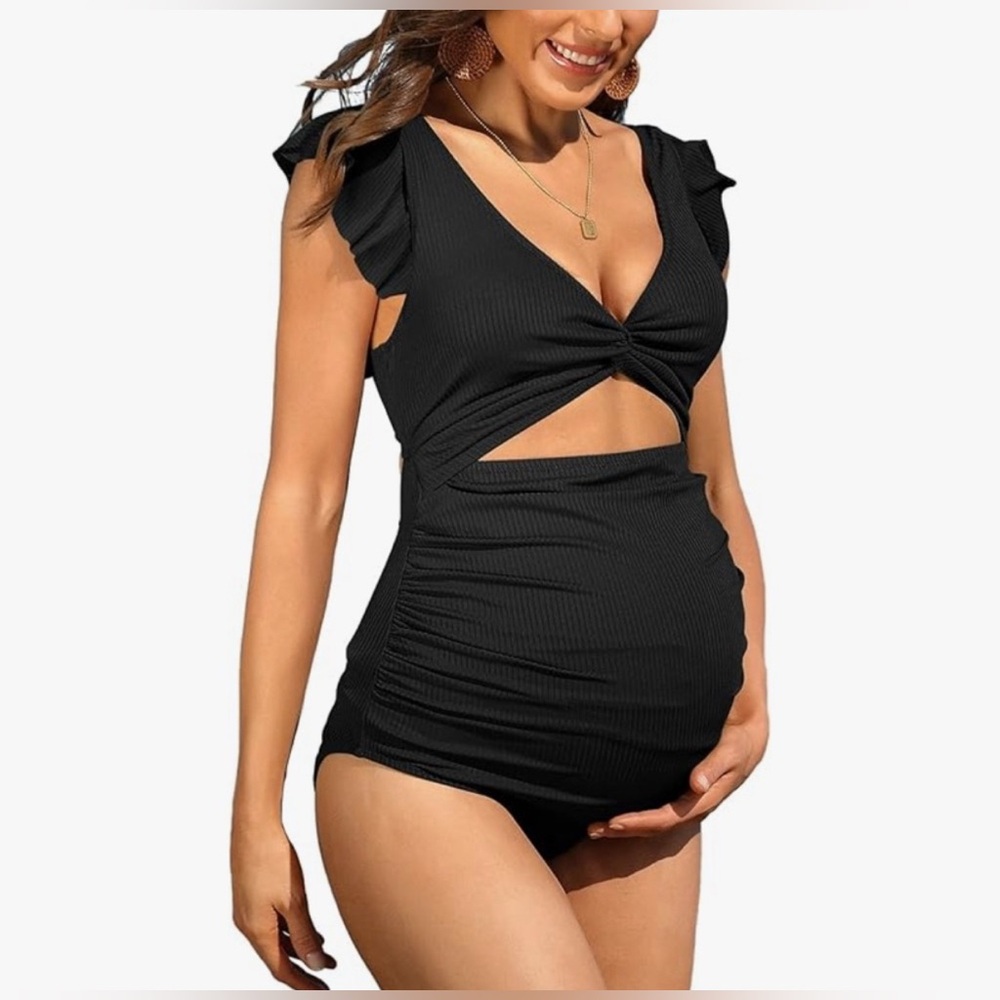 Charmo Maternity One Piece Swimsuit -Black - Medium